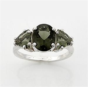 ring moldavite 6mm oval gemstone trillions faceted select m633